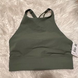 Lululemon Energy Bra High Neck, Olive Green, size 6.